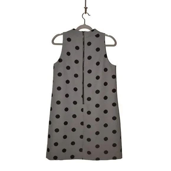 TAHARI ASL $128 Black White Polka Dot Sleeveless A-Line Dress Size 8 - Picture 2 of 4